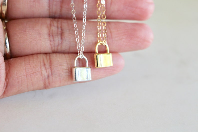 Dainty Gold Lock Necklace Tiny Lock Necklace Lock Layering Etsy