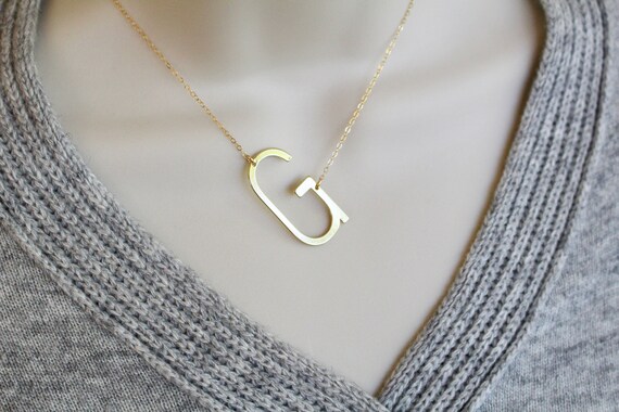 Gold Oversized Letter g Necklace Big 