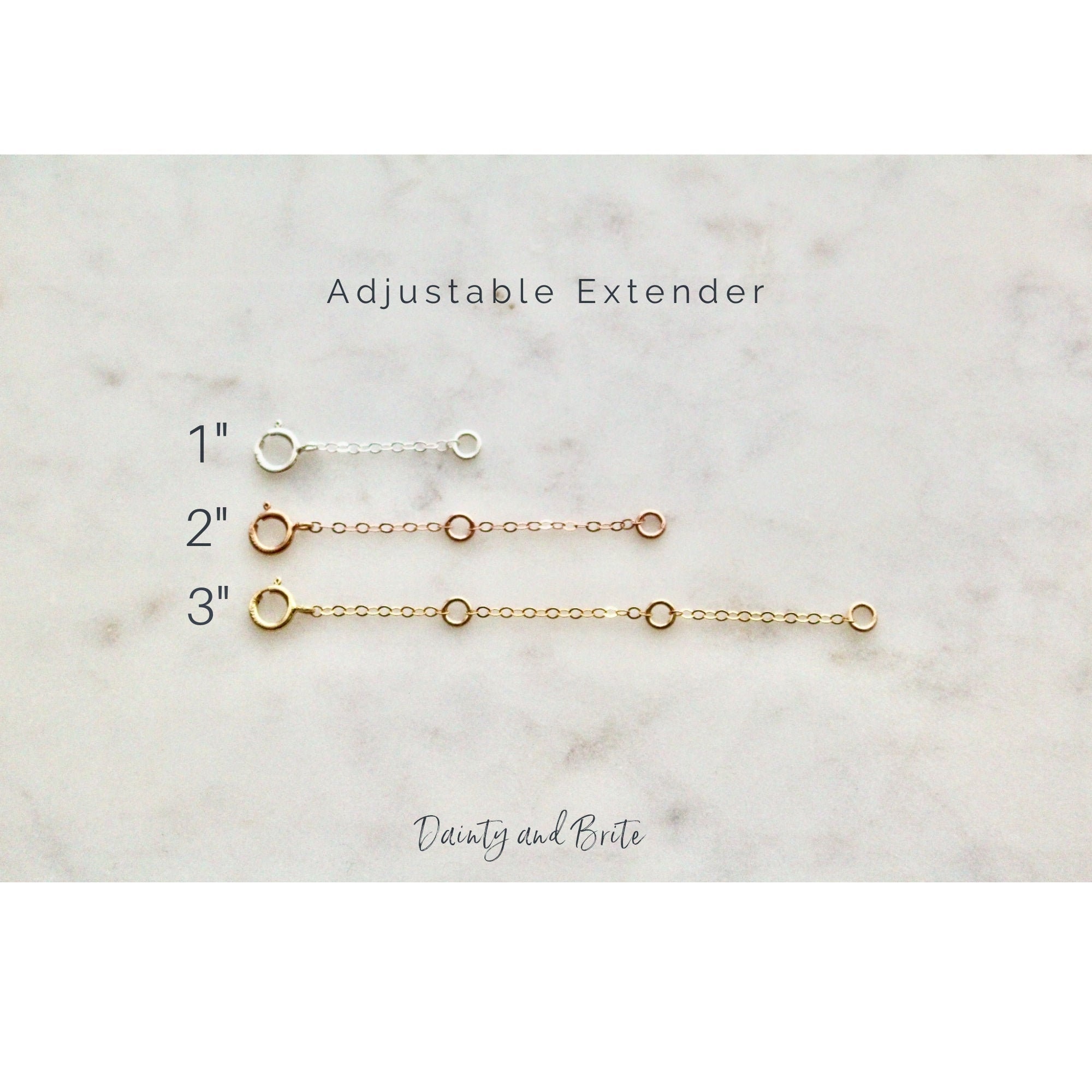 Gold Extender Chain, 14K Solid Gold Necklace and Bracelet Extender Chain,  Adjustable Necklace Extender, 1 Inch, 2 Inches, 4 Inches 