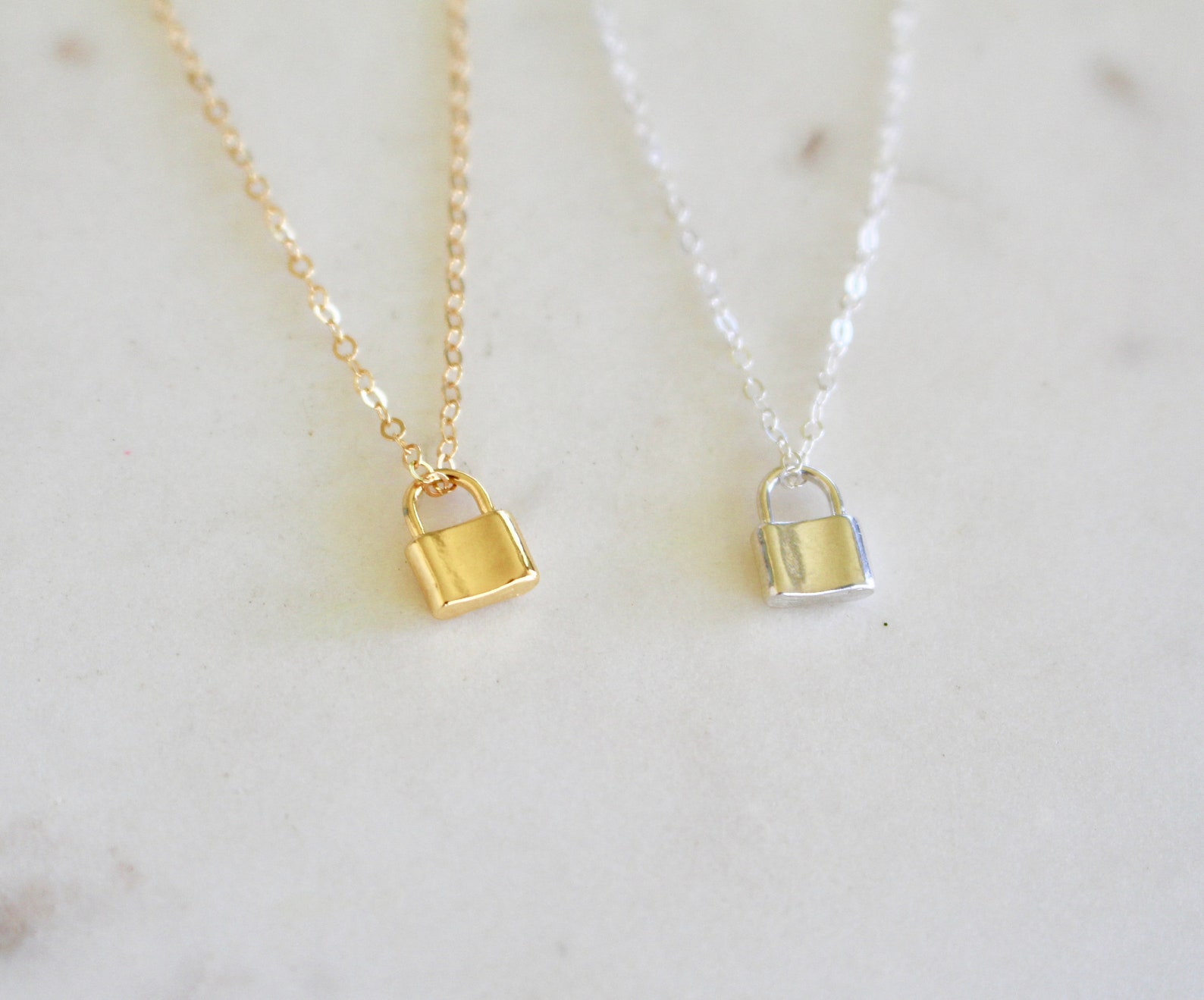 Dainty Gold Lock Necklace Tiny Lock Necklace Lock Layering Etsy