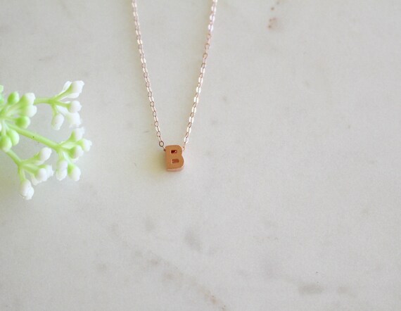 Rose Gold Initial B Necklace Small 