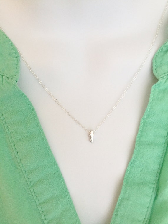 Tiny Silver Cursive Initial J Necklace 