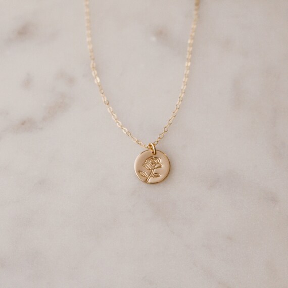 Buy Gold Rose Flower Necklace, Small Rose Charm Necklace, Rose