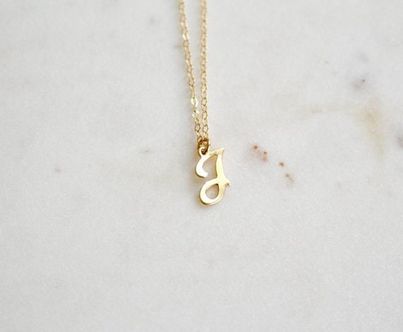 Letter J Pendant Necklace in Gold