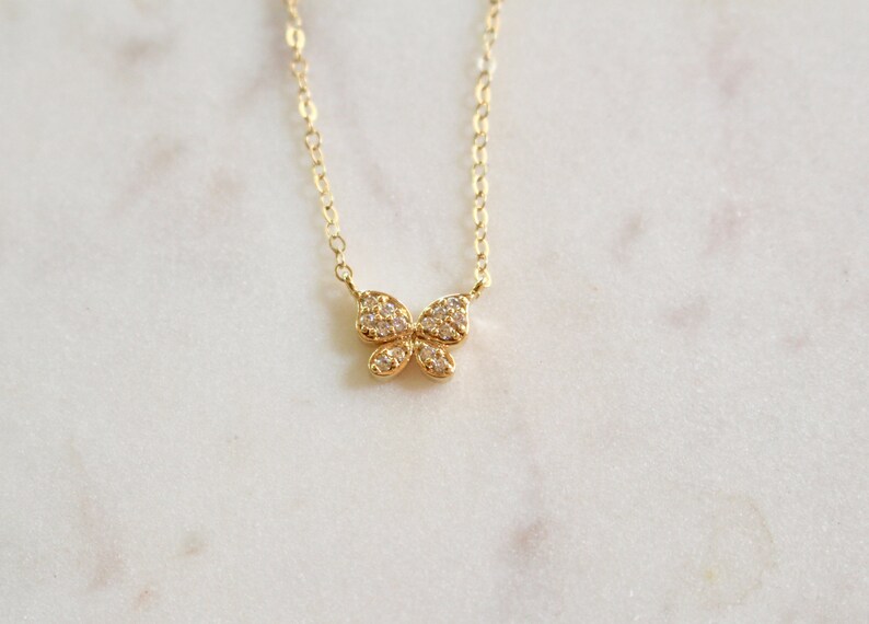 Dainty Butterfly Necklace Gift for Her Bridesmaid Necklace Butterfly Diamond Necklace Gold Butterfly Necklace Silver Butterfly Necklace