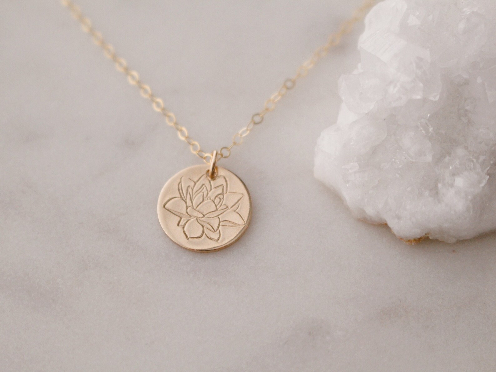 Lotus Flower Necklace July Birth Flower July Birthday Gift Etsy