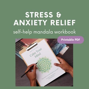 Cuaderno de ejercicios de mandalas para aliviar la ansiedad y calmar la mente. Alivio del estrés y ayuda para controlar los pensamientos excesivos. PDF imprimible.
