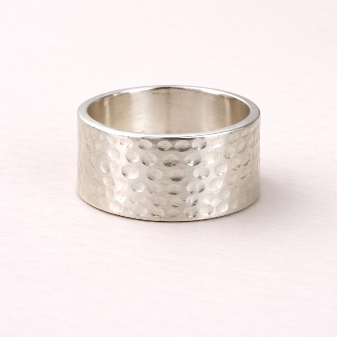 Sterling Silver Hammered Wide Band Ring, Chunky Statement Jewelry - Etsy