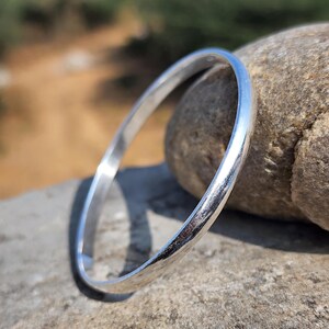 925 Sterling Silver Thin Bangle Bracelet, Minimalist Stackable Jewelry