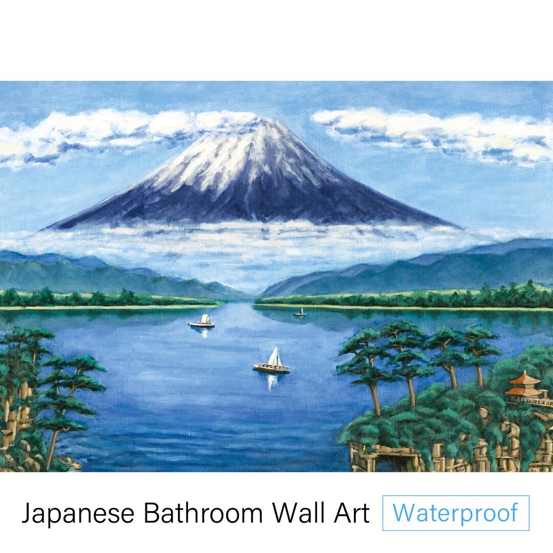 Japanese Mt Fuji Oil Painting, Sento Zen Spa Bathroom Wall Art ...