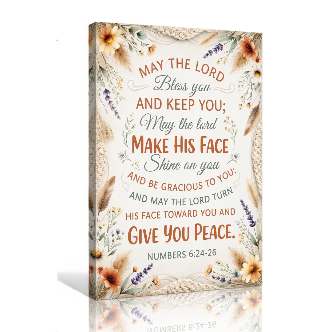 May the Lord Bless You Canvas Wall Art Print, Numbers 6 24-26 Bible ...