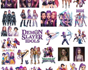 Kpop Demon Hunter PNG SVG, Idol Group Shirt Design, Huntrix Inspired Kpop Art, Saja Boys Girls Band PNG, Kpop Fans Digital Download