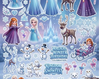 Frozen PNG, Frozen SVG - Digital PNGs for Invites, Stickers, Party Decor, sublimation, Anna Elsa Olaf, Frozen 2 svg, Frozen birthday