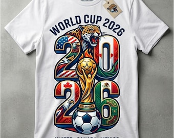 2026 World Cup Soccer Trophy T-Shirt, Jaguar Flag Design (Digital Download)
