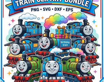 Thomas & Friends SVG Bundle, PNG Clipart, Cricut SVG Files, Vector Digital Download, Kids Birthday Shirt Design, Instant Download