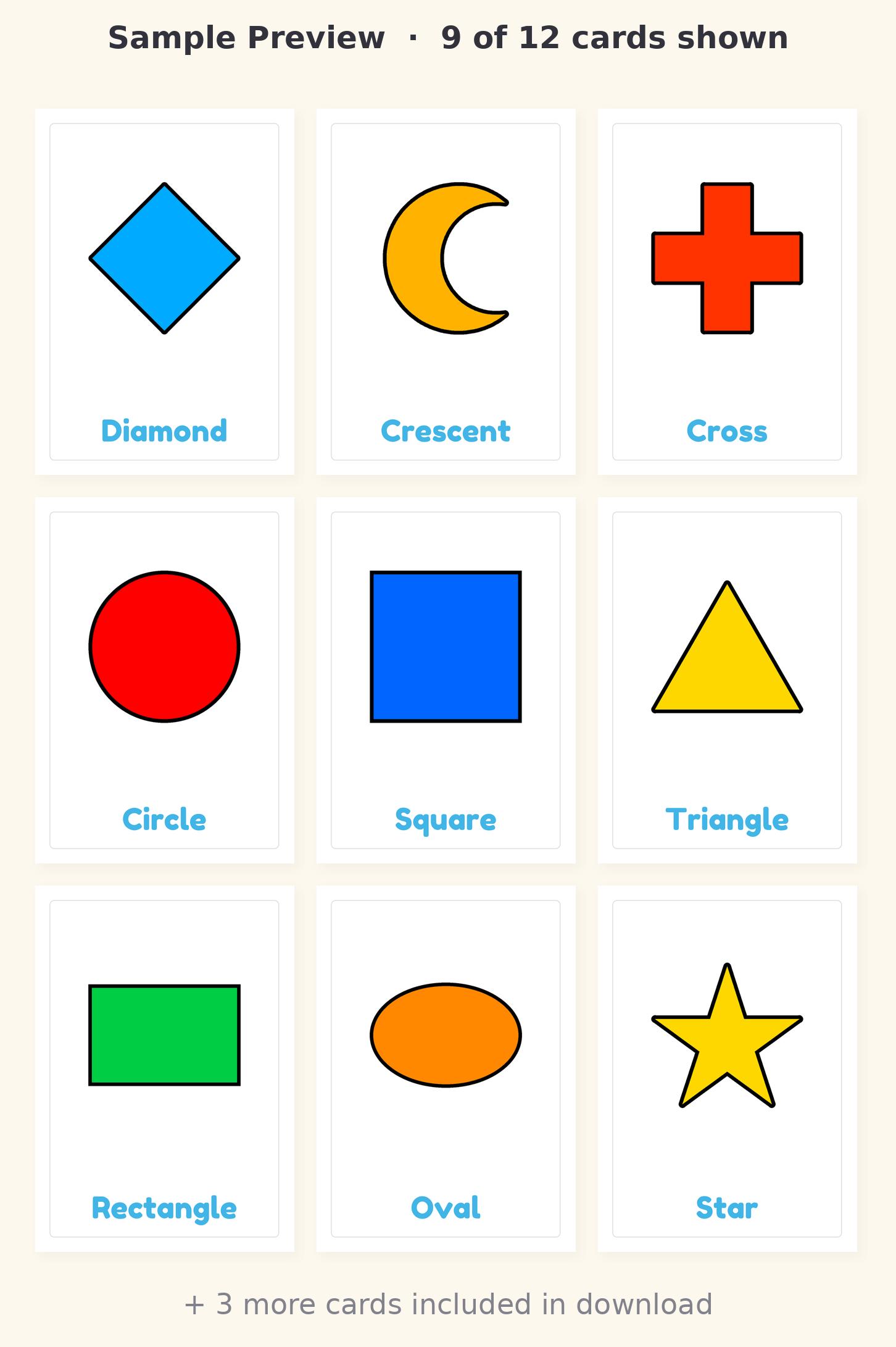 Shapes Flashcards Printable | Flash Cards Toddler Preschool | Shape ...