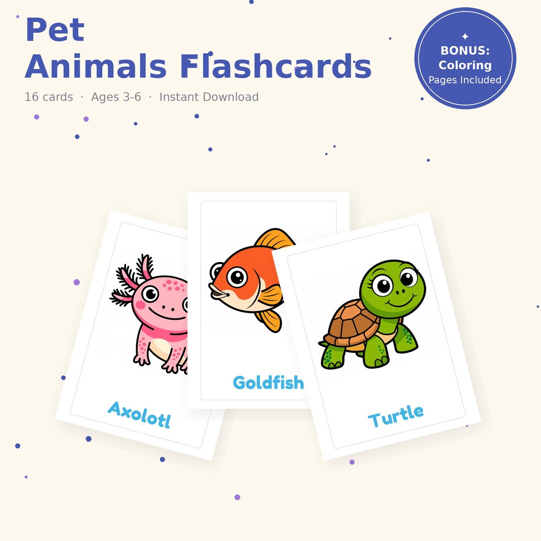 Pet Animals Flashcards Printable | Flash Cards Toddler Preschool ...