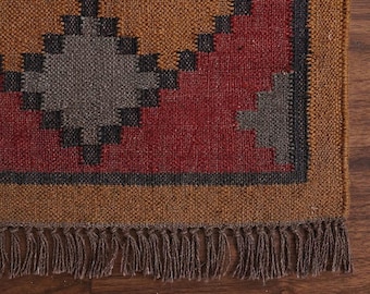 Dywan Kilim Runner - Vintage Stair Runner, ręcznie robiony dywanik jutowy, wełniany dywanik schodowy, dywanik do przedpokoju, ręcznie tkany dywanik do użytku na zewnątrz