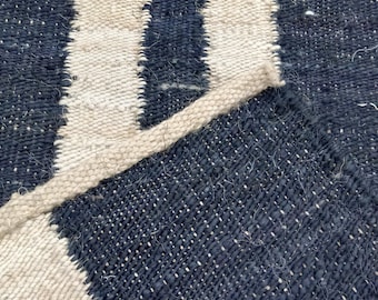 Handgewebter Kelim Teppich Läufer - Jute Wolle Treppe Flur Flur Eingangsbereich Boho Geometrischer Teppich