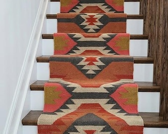 tappeto kilim in lana e iuta 2x8: tappeto da corridoio geometrico tribale tessuto a mano