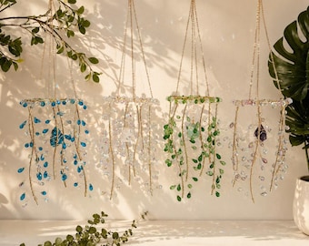 Móvil colgante de enredadera de cristal para armar, decoración botánica verde para ventanas, regalo ideal para amantes de las plantas (requiere montaje).