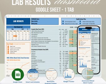 Lab Results Tracker | Google Sheet Blood Test Tracker