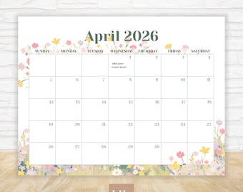April 2026 Calendar | Editable with CANVA