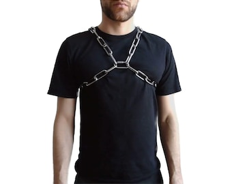 Imbracatura pettorale da uomo realizzata a mano / Acciaio inossidabile AISI 316 da 8 mm / Catena per il corpo Berlin
