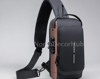Sling Bag with USB Charging Port, Anti Theft Crossbody Backpack  Waterproof Shoulder Bag for Men Women Hiking Cycling Travel