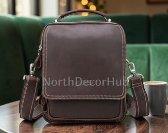 Full Grain Leather Messenger Bag  Crossbody Shoulder Bag  Leather Briefcase  Sling Bag