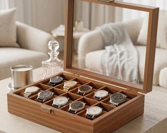 Luxury Wooden Watch Box, 10 Slot European Style Watch Storage Case Organizer