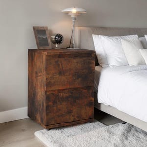 Wooden 2 Drawer Bedside Table, Modern Nightstand, Storage Cabinet Bedroom