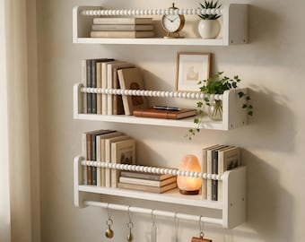 3PCS Nursery Shelves, Floating Book Shelf for Wall, Solid Wood Kids Bookshelf