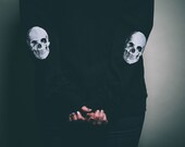 Sale Large Skull Elbows Cardigan / Black  / Unisex