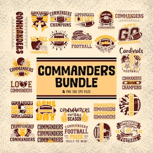 Pacote de arquivos SVG para o time de futebol americano Washington Commanders, design para camiseta de dia de jogo (download digital)