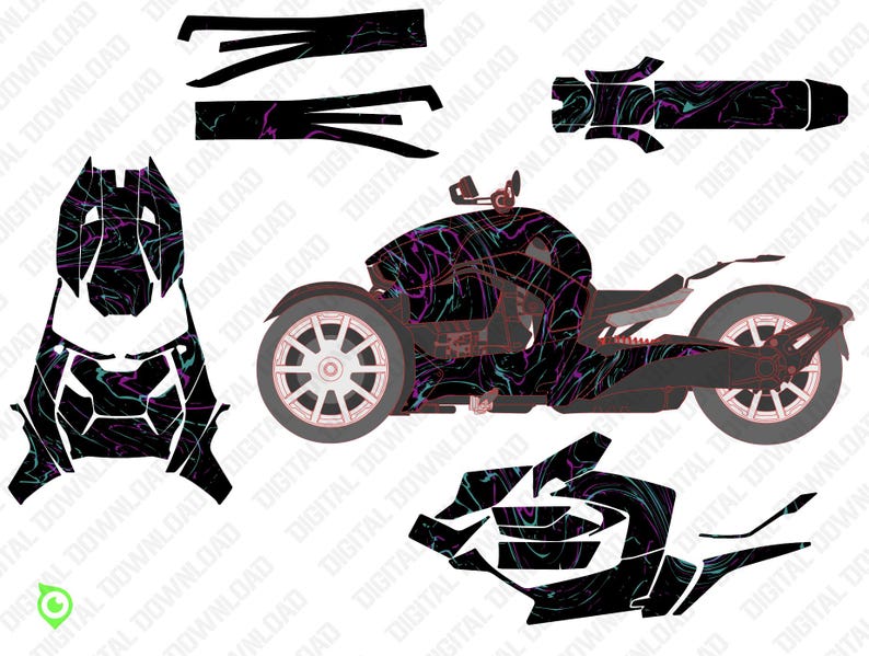 Can-Am Ryker Wrap Design – Neon Venom – 1:1 Scale Digital Template File image 1