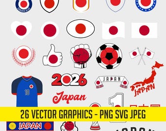 Japan World Cup 26 Flag Digital Download | Printable Illustration T-Shirt Soccer Football Commercial use Vector PDF SVG PNG