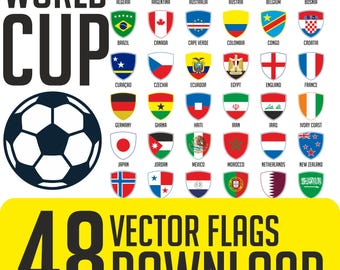 48 World Cup Flag Digital Download | National Teams Printable T-Shirt | Soccer Design Commercial use allowed Vector PDF EPS SVG cdr