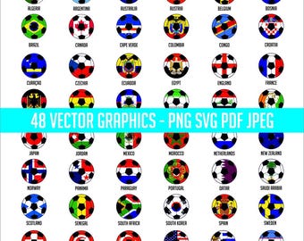 48 World Cup Flag Digital Download | National FOOTBALL Printable Illustration T-Shirt | Soccer 2026 Logo Commercial use allowed Vector PDF
