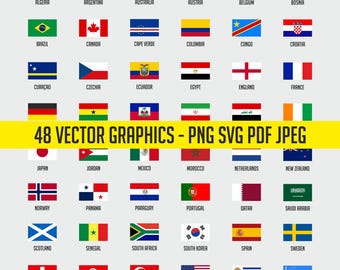 48 World Cup Digital Download | National Football Printable T-Shirt | Soccer 2026 Logo Commercial use allowed FLAG Vector PDF SVG