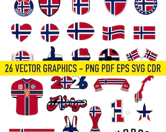 Norway World Cup 26 Flag Digital Download | Printable Illustration T-Shirt Soccer Football Commercial use Vector PDF SVG EPS svg cdr jpeg