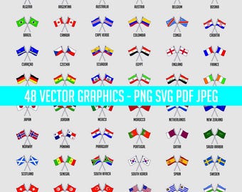 48 World Cup Flag Digital Download | National FOOTBALL Printable T-Shirt | Soccer 2026 Logo Commercial use allowed Twin Flag Vector PDF SVG