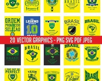Brazil World Cup 20 Flag Digital Download | National Printable T-Shirt Soccer Design Commercial allowed Vector PDF svg PNG - No KI