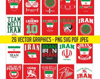 Iran World Cup 20 Flag Digital Download | National Printable T-Shirt Soccer Design Commercial allowed Vector PDF svg PNG - No KI