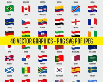 48 World Cup Digital Download | National FOOTBALL Printable T-Shirt | Soccer 2026 Logo Commercial use allowed Waving Flag Vector PDF SVG