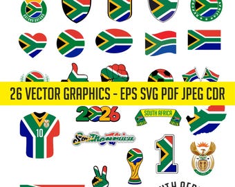 South Africa World Cup 26 Flag Digital Download | Printable Illustration T-Shirt Soccer Football Commercial use Vector PDF SVG PNG cdr eps