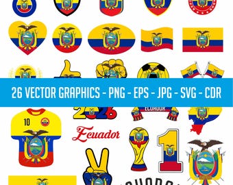 Ecuador World Cup 26 Flag Digital Download |  Illustration T-Shirt Soccer Football Commercial use Vector PDF SVG PNG eps cdr