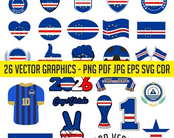 Capo Verde World Cup 26 Flag Digital Download | Printable Illustration T-Shirt Soccer Football Commercial use Vector PDF SVG PNG cdr eps