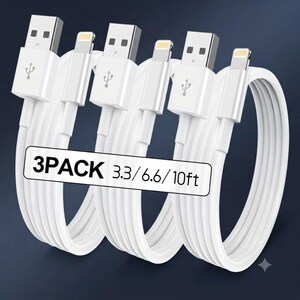10ft USB to Lightning Charging Cable Compatible with iPhone, Fast Charging & Data Sync Cord for iPhone 14, 13, 12, 11, XS, XR, X, 8, 7,