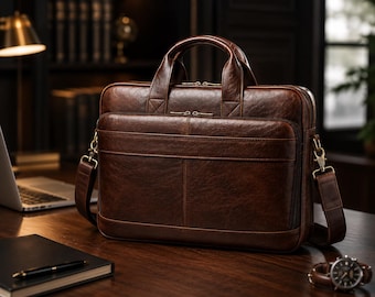 Leather Messenger Bag, Leather Laptop Bag, Mens Briefcase, Leather Briefcase, Shoulder Bag, Gift for Him, Business Bag